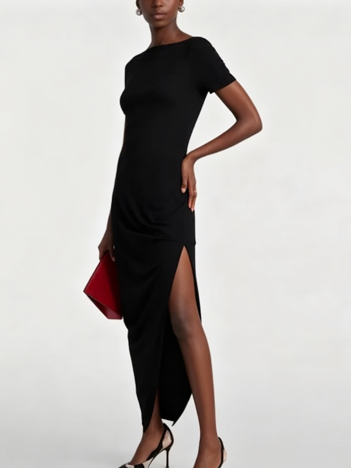 Monica – Rückenfreies, asymmetrisches Midikleid