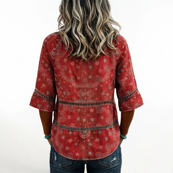 Fellie – Vintage-Bluse mit Ethno-Print