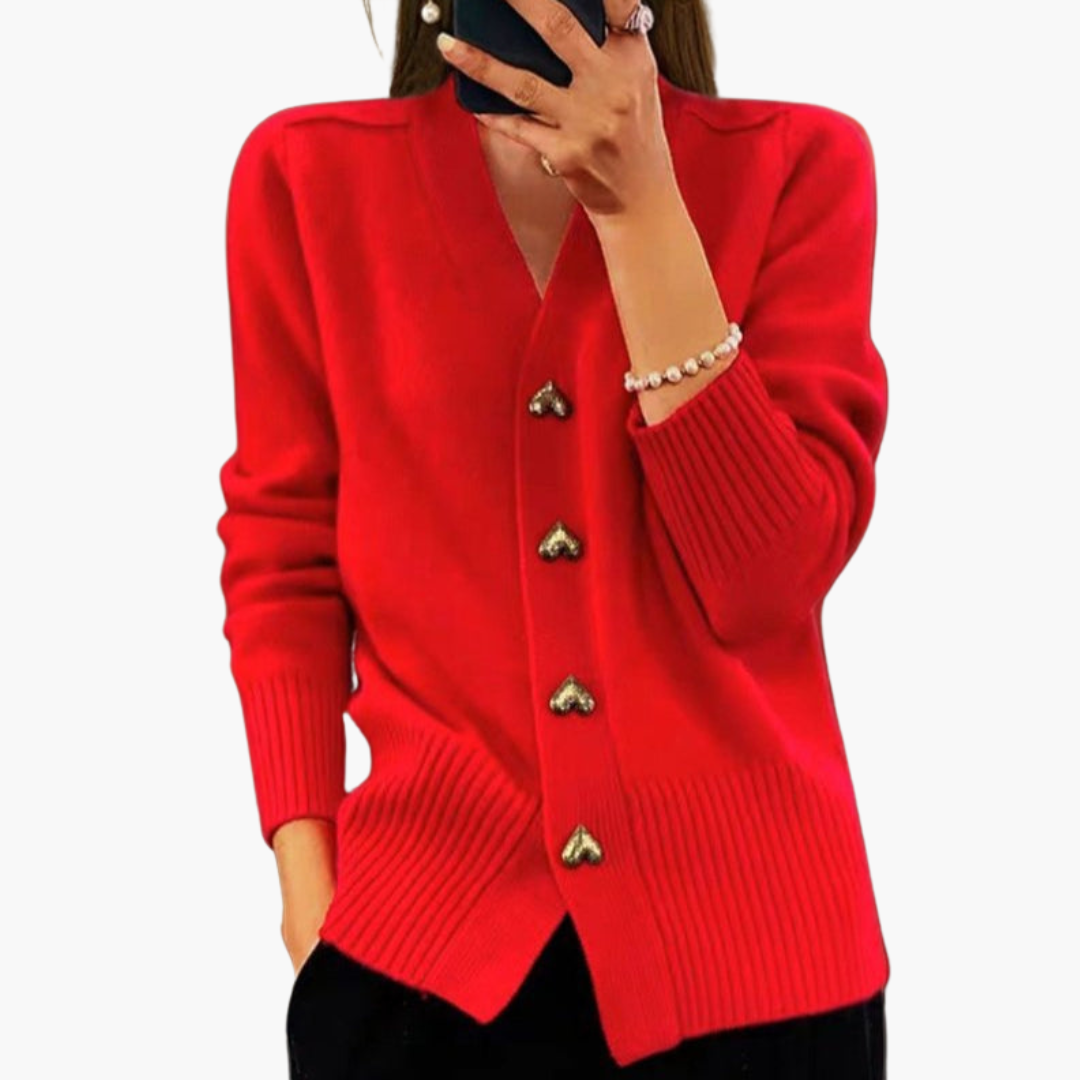 Holly | Elegante Strickjacke mit Herzknöpfen