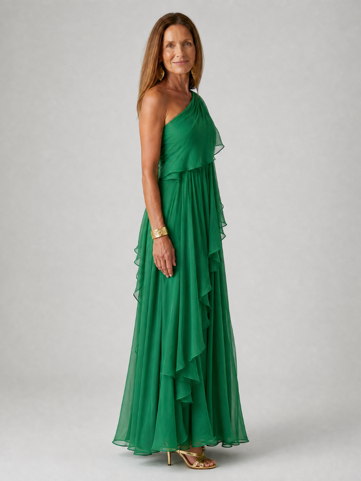 Mikha – Maxikleid mit einseitigem Rüschenbesatz
