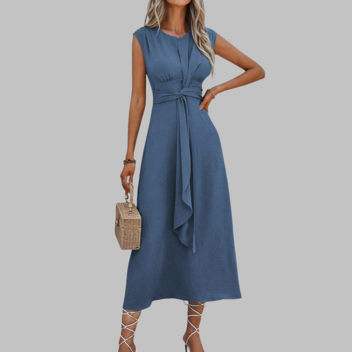 Rosemary – Elegantes ärmelloses Maxikleid mit Rundhalsausschnitt