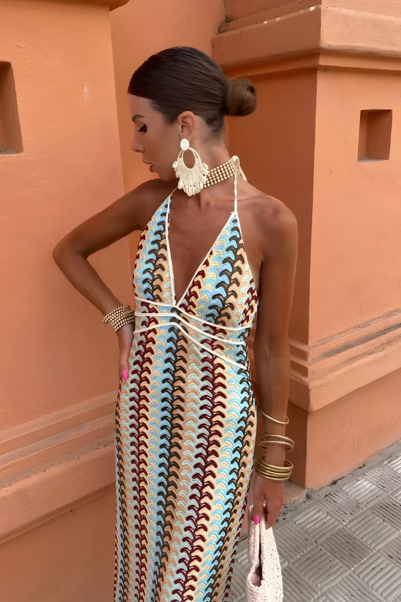 Malia – Boho-Maxikleid mit offenem Rücken
