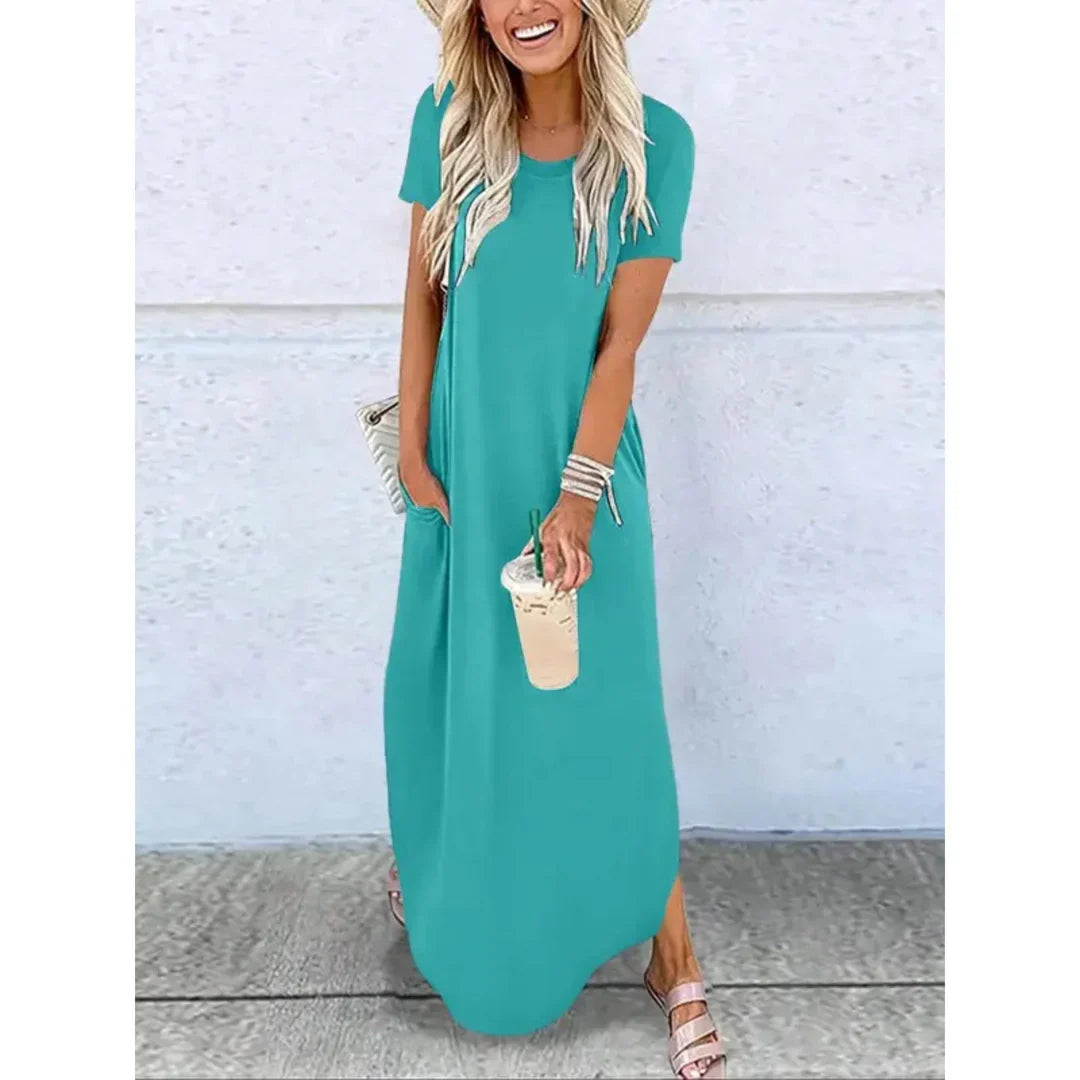 Caylee – Lässiges Sommer-Maxikleid mit Rundhalsausschnitt