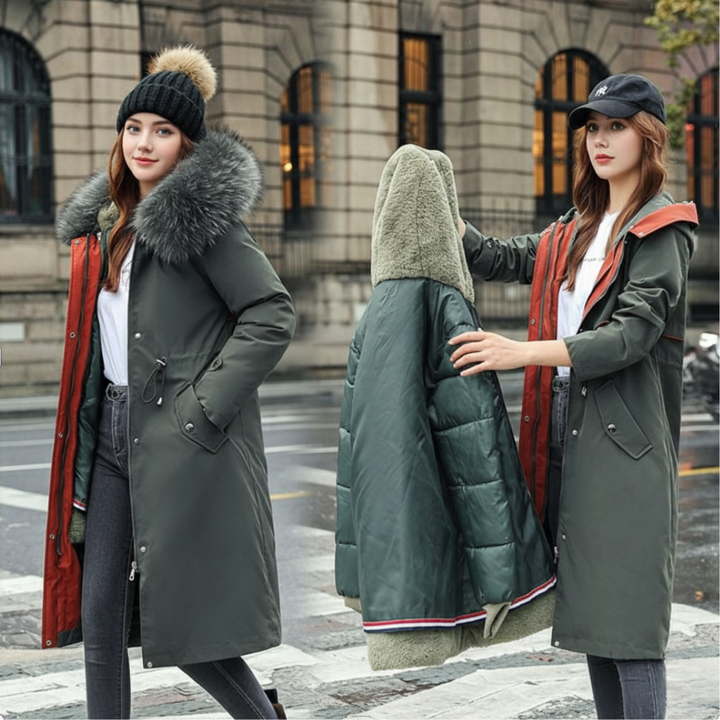 Fionna – Damen-Winterjacke mit Kapuze und weichem Fellkragen