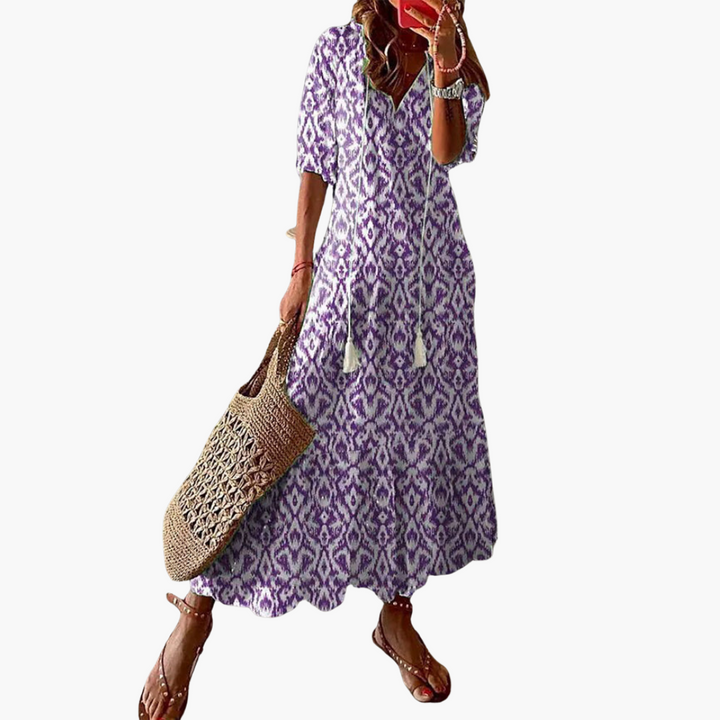 Mia | Boho-Vintage-Sommerkleid mit V-Ausschnitt