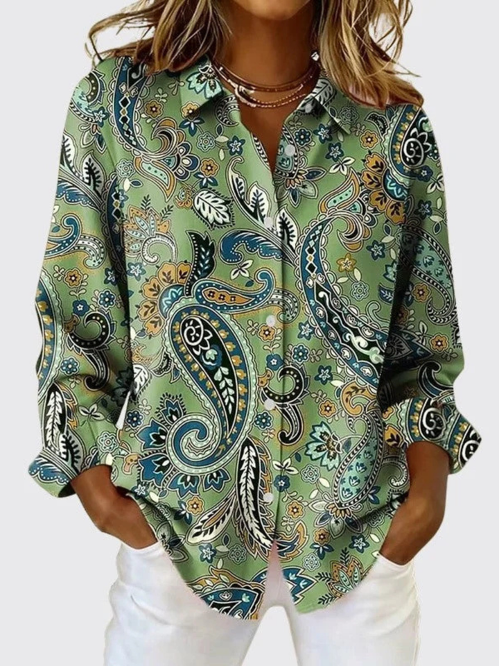 Kayla – Bluse mit Paisley-Muster und Knopfleiste