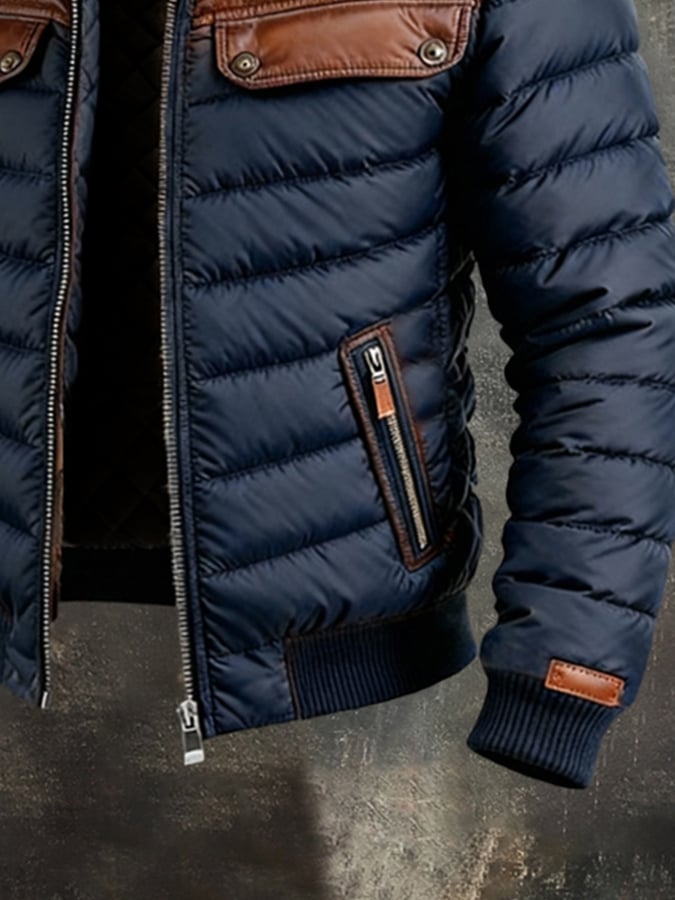 Alec – Gesteppte Jacke mit Leder-Akzenten