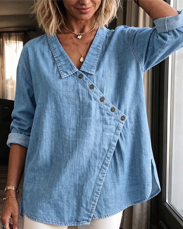 Veronica – Jeansbluse mit Knopfleiste