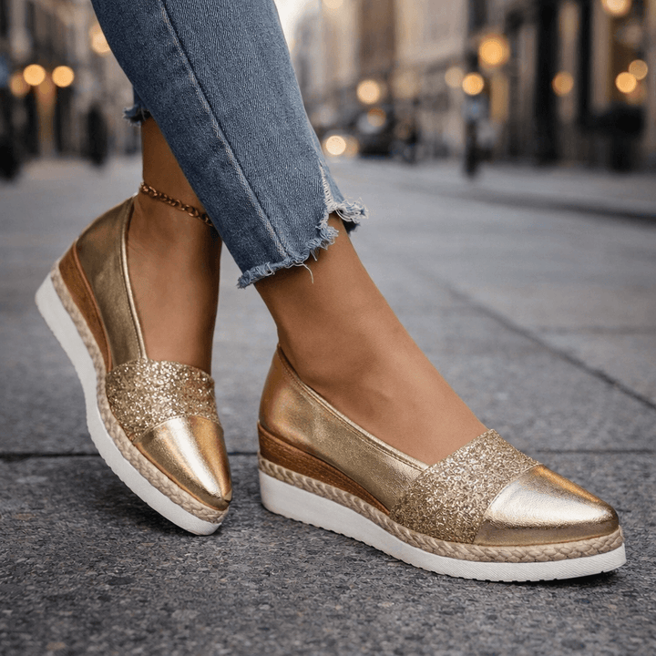 Jacky - Glitzer-Keilabsatz-Slip-On-Sneaker