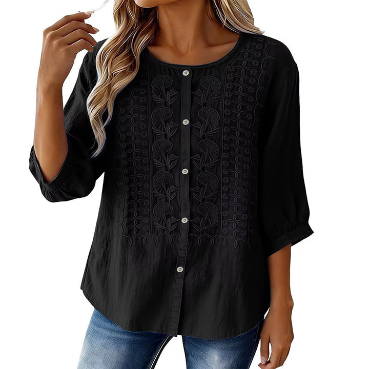Lorrie - Bluse aus bestickter Baumwolle und Leinen