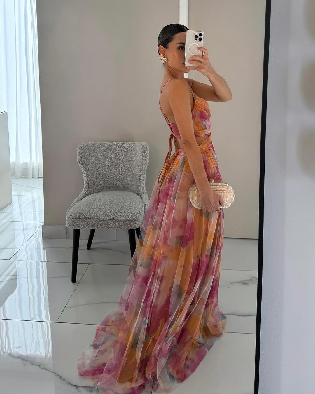 Merida – Maxikleid aus geblümtetem Chiffon