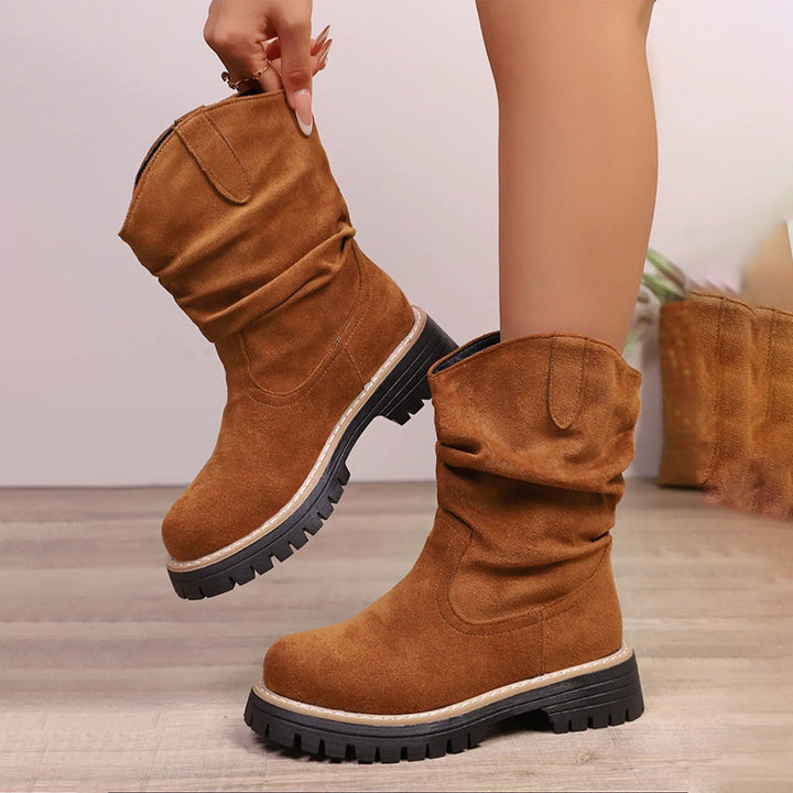 Sloane – Plateau-Stiefel aus Veloursleder im Martin-Stil