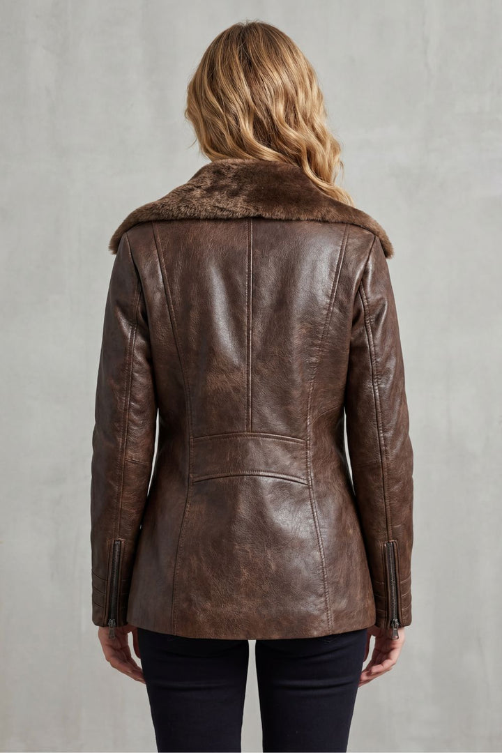 Raine – Lederjacke mit Lammfellfutter