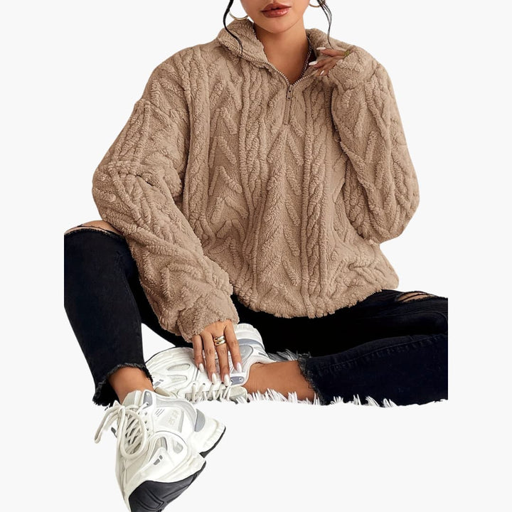 Evelyn | Luxe Fleece-Sweatshirt mit Zopfmuster
