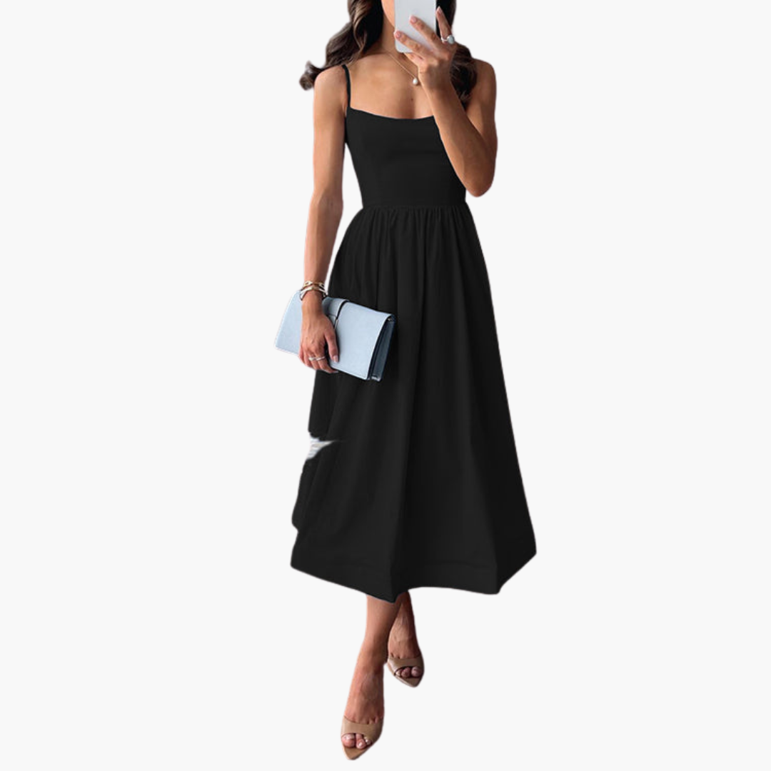 Jade | Schickes Midikleid in A-Linie mit Riemchen-Design