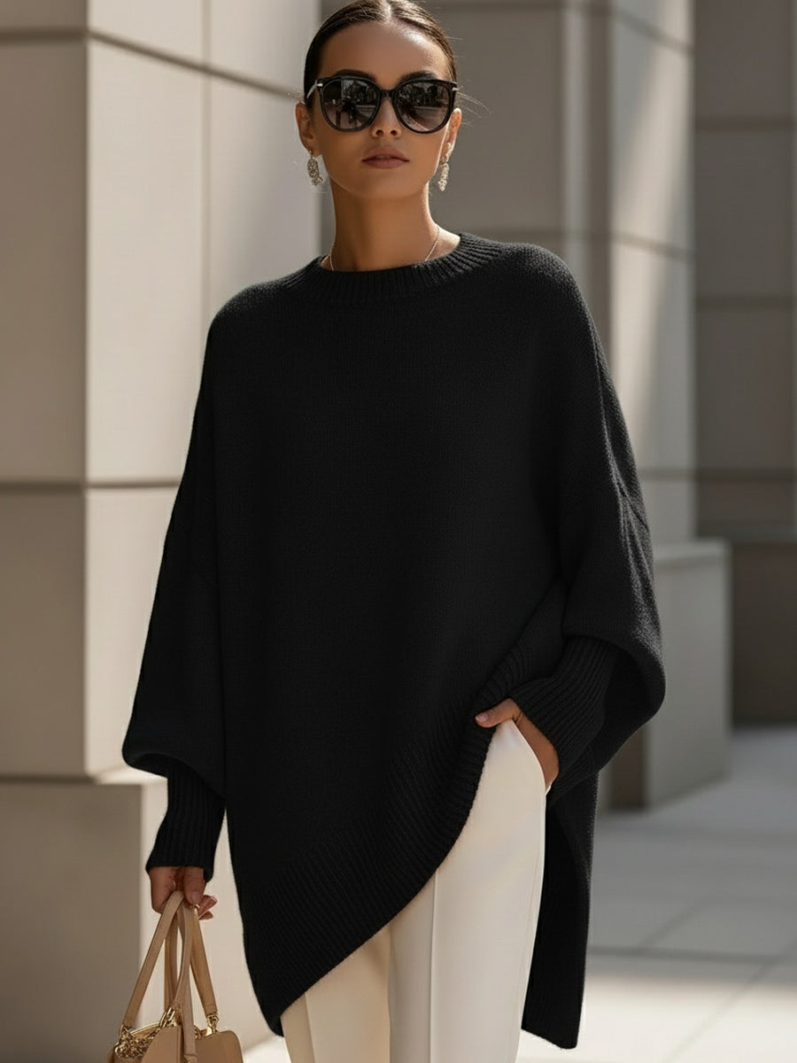 Ximena - Übergroßer Pullover mit weitem Ausschnitt und Drapierung