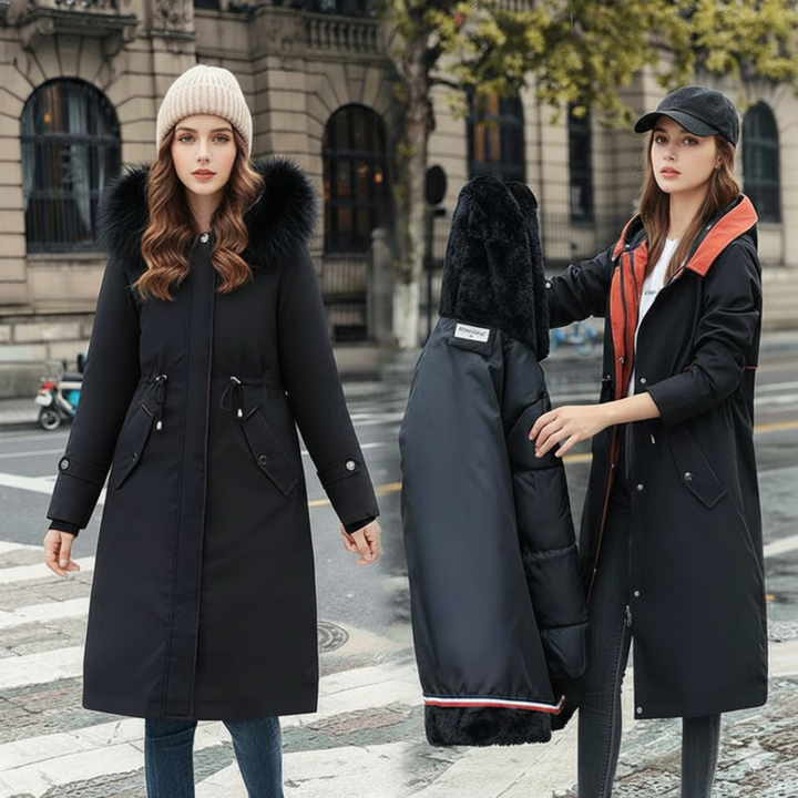 Fionna – Damen-Winterjacke mit Kapuze und weichem Fellkragen