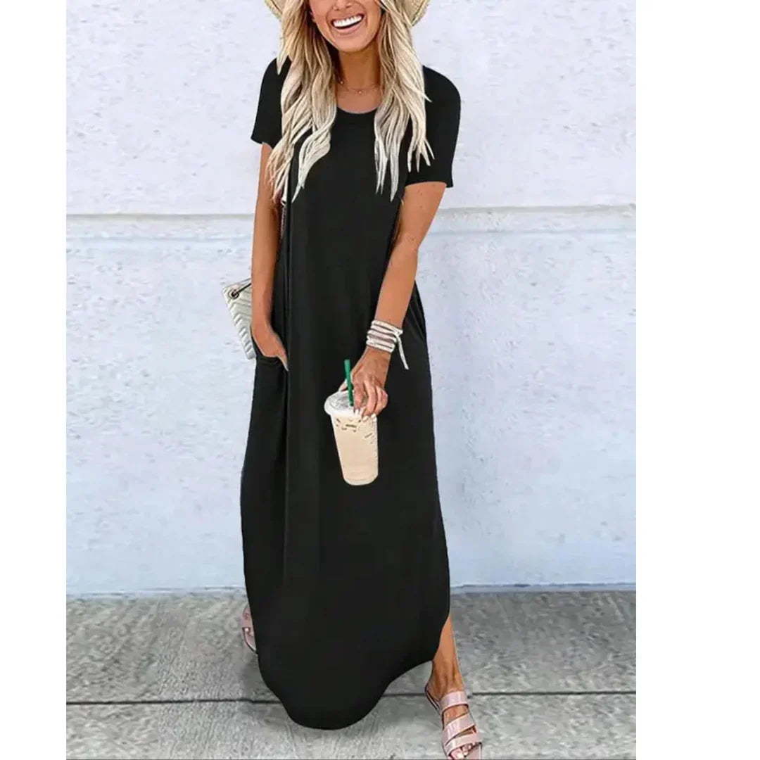 Caylee – Lässiges Sommer-Maxikleid mit Rundhalsausschnitt