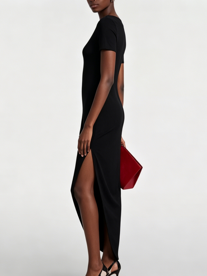 Monica – Rückenfreies, asymmetrisches Midikleid