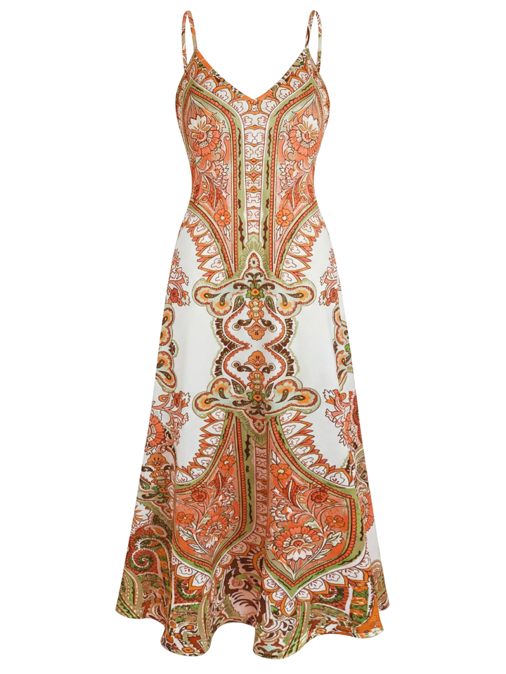 Caitlie – Ärmelloses Kleid mit Blumenmuster im Boho-Stil