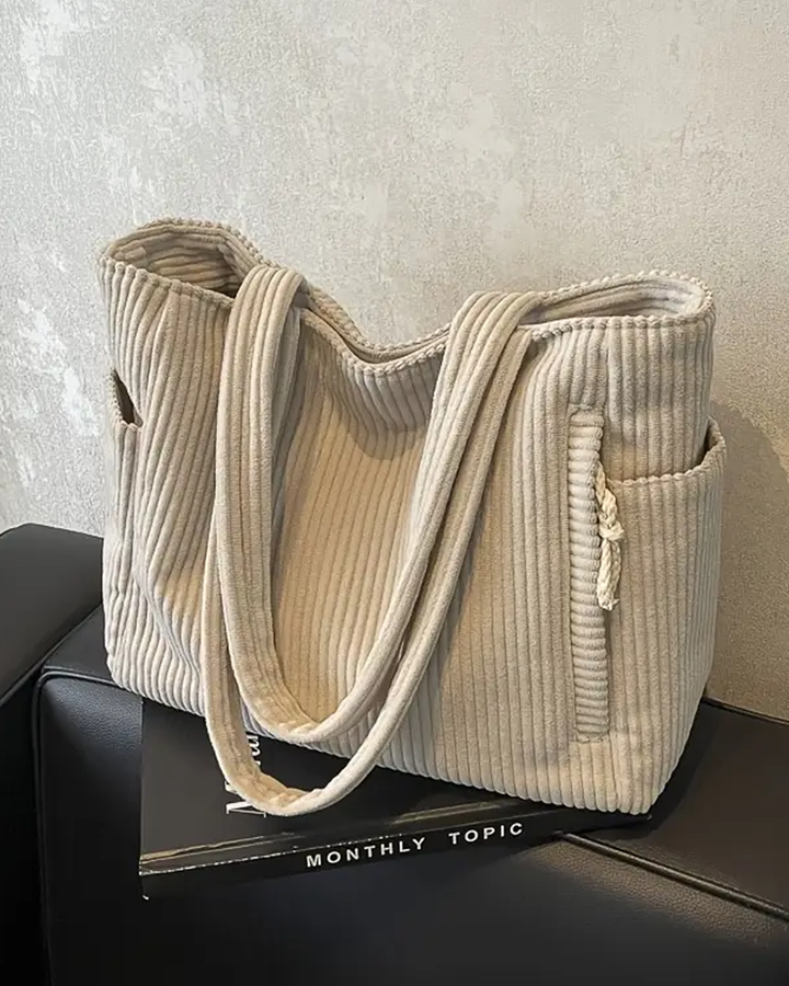 Kimmy – Gerippte Tragetasche mit Tunnelzug-Detail
