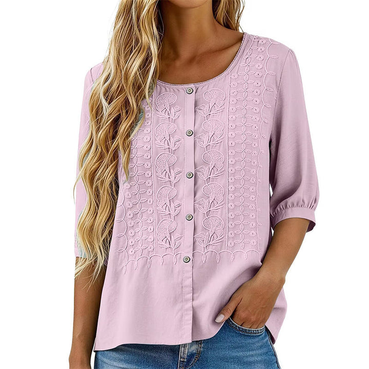Lorrie - Bluse aus bestickter Baumwolle und Leinen