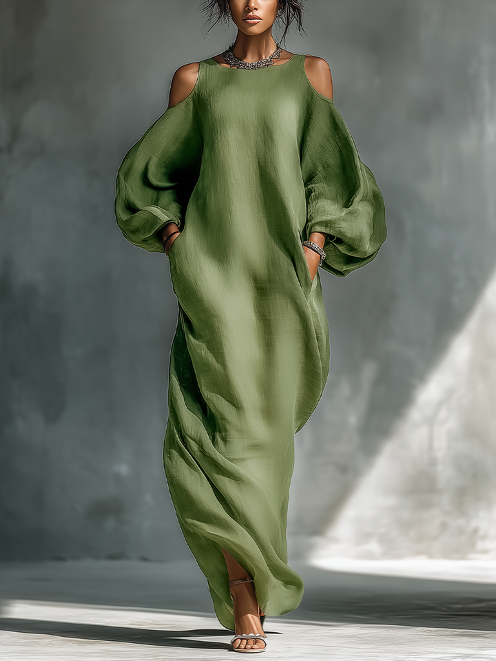 Everlyn – Fließendes Maxikleid mit Carmen-Ausschnitt