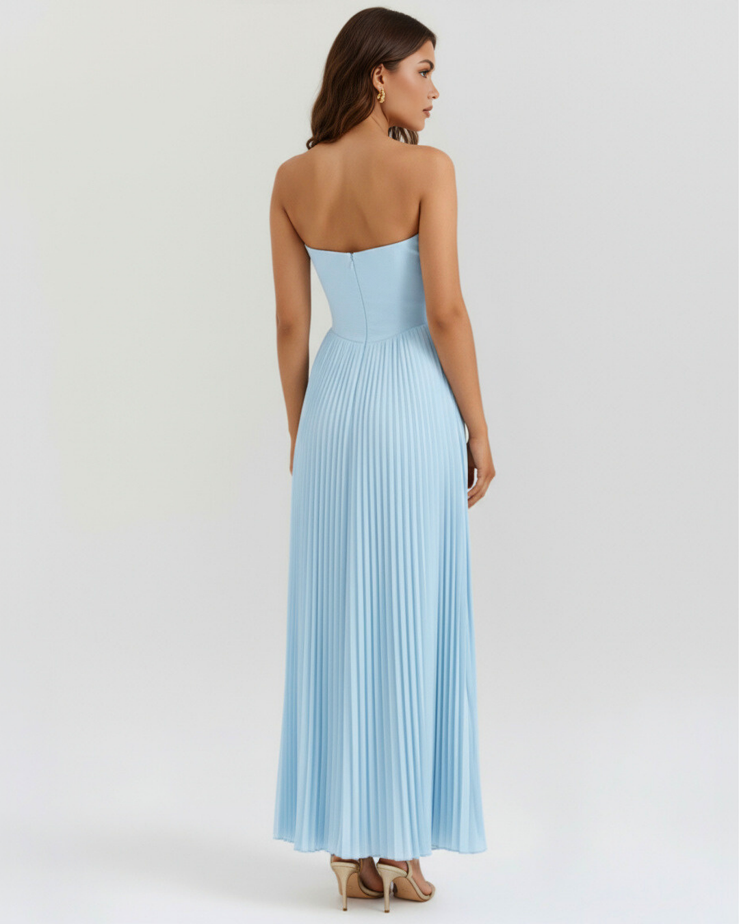 Sammie – Maxikleid mit Falten in Ozeanblau