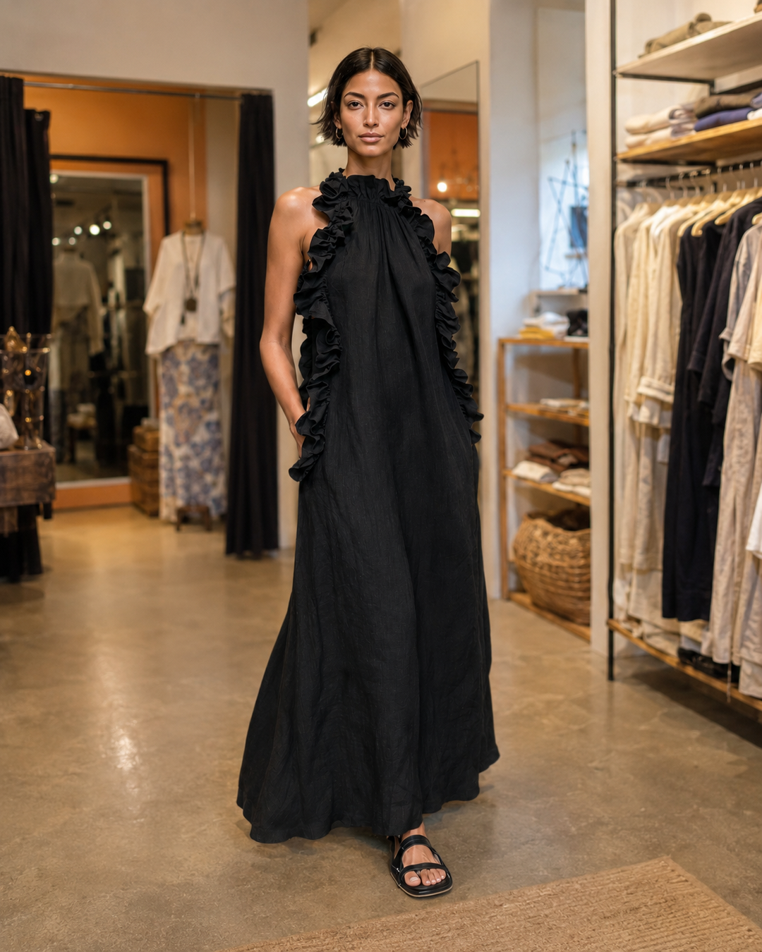 Darlene – Ärmelloses Maxi-Leinenkleid
