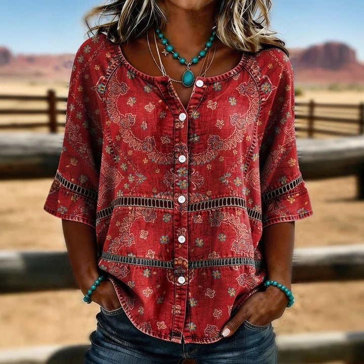 Fellie – Vintage-Bluse mit Ethno-Print