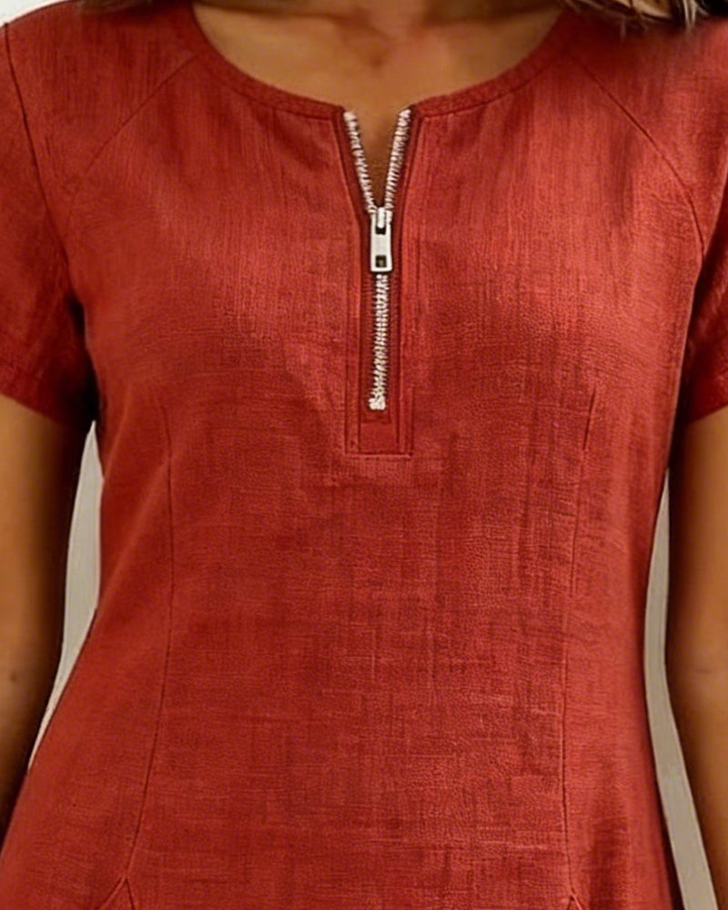 Vania - Baumwollkleid mit Reißverschlusstasche