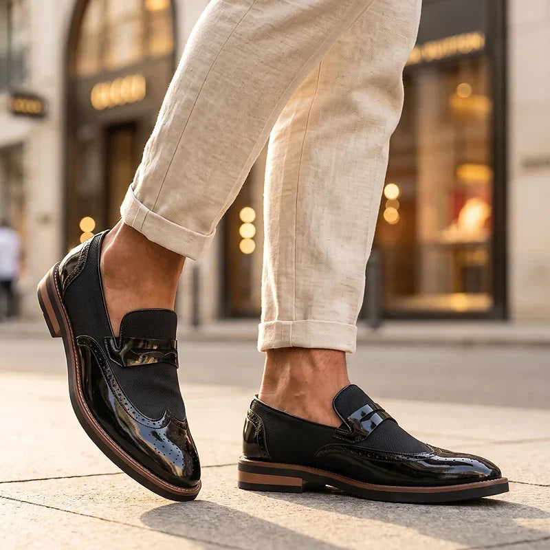 Everett - Geflochtene Loafer aus Leder im Brogue-Stil