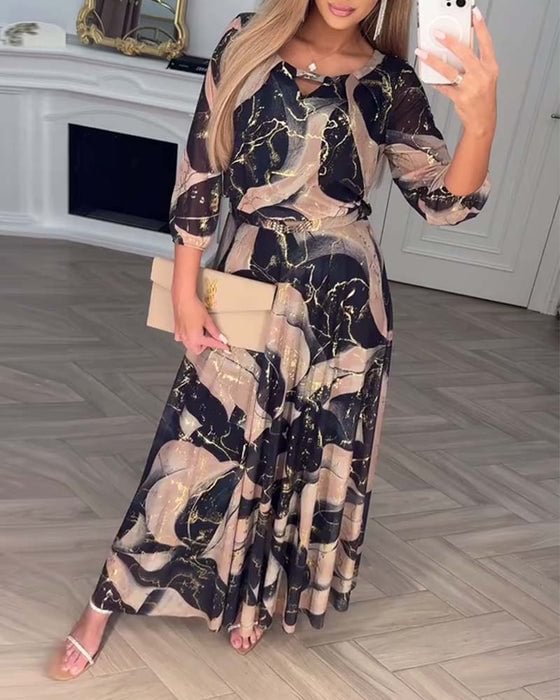 Vierra – Fließendes Maxikleid aus bedrucktem Chiffon