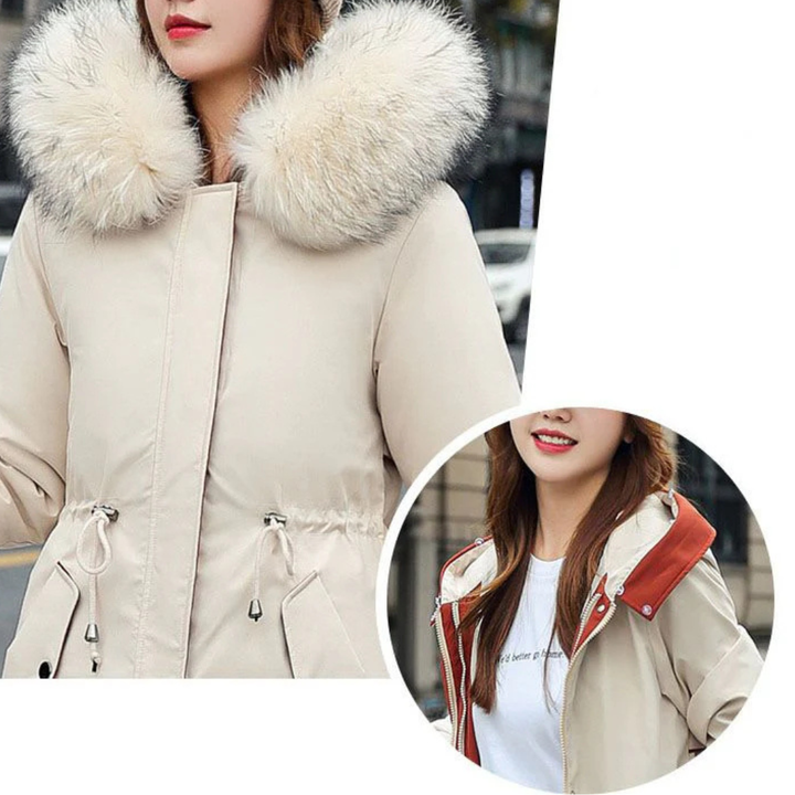 Fionna – Damen-Winterjacke mit Kapuze und weichem Fellkragen