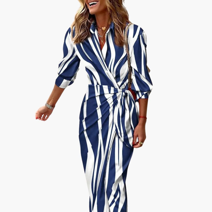 Clarissa | Gestreiftes Midi-Hemdkleid