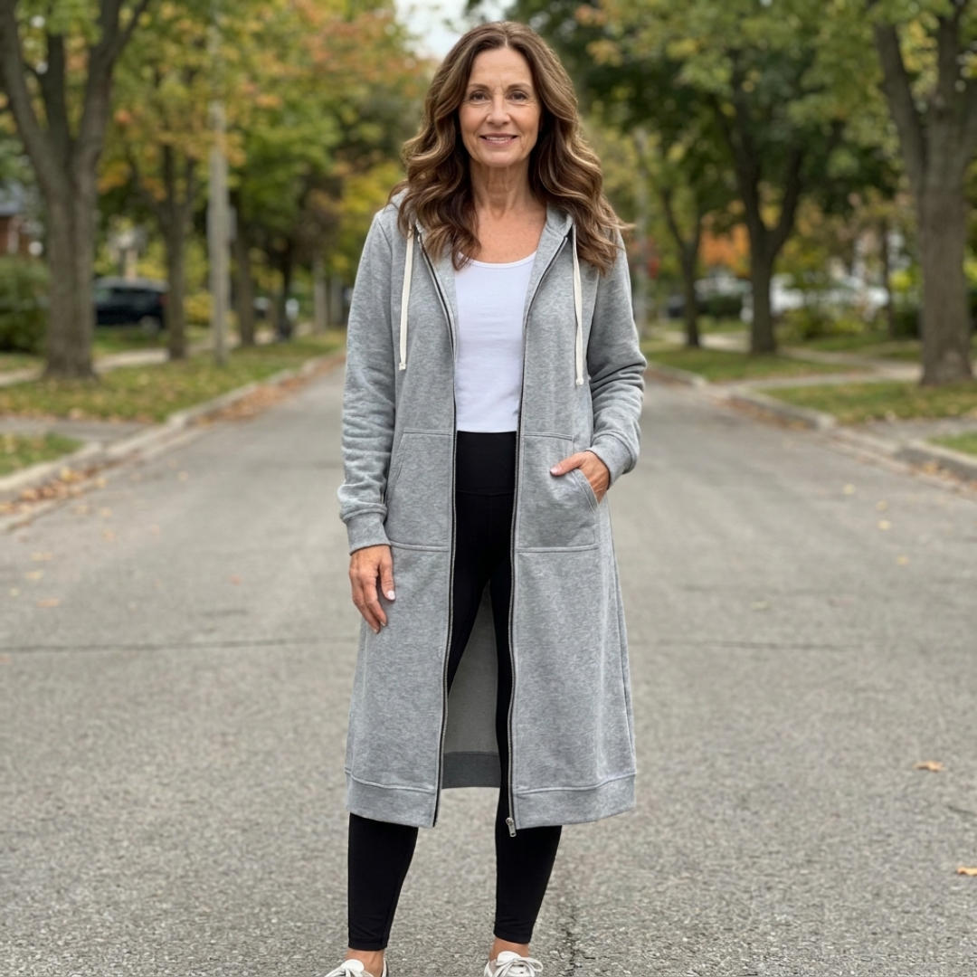 Madelyn - Entspannte, lange Zip-Strickjacke