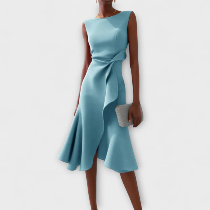Maris – Asymmetrisches Midi-Kleid in Drapierung-Optik