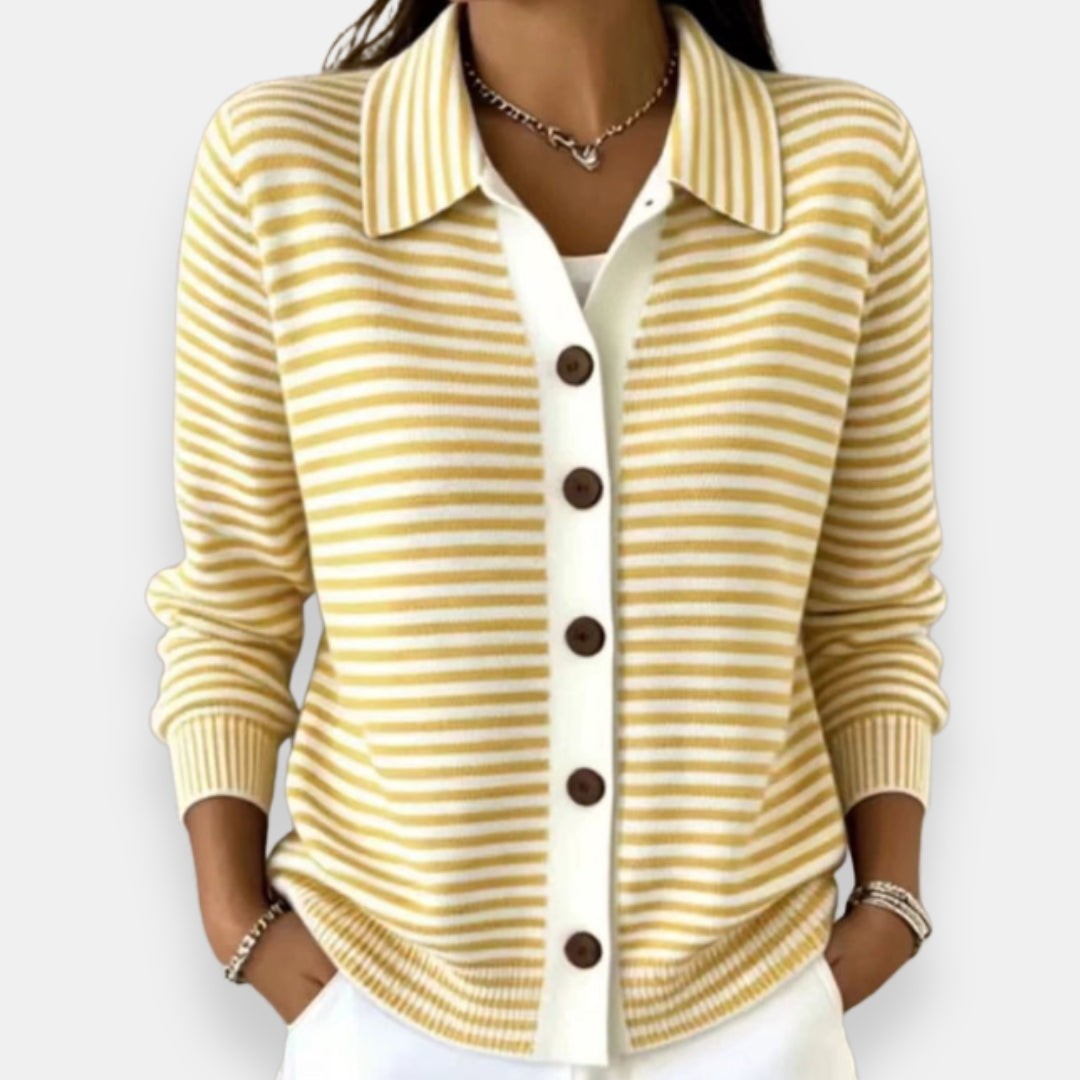 Jamie – Gestreifte Knopf-Strickjacke