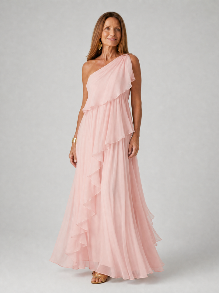 Mikha – Maxikleid mit einseitigem Rüschenbesatz