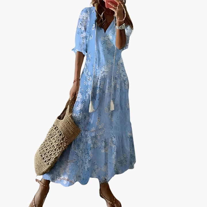 Mia | Boho-Vintage-Sommerkleid mit V-Ausschnitt