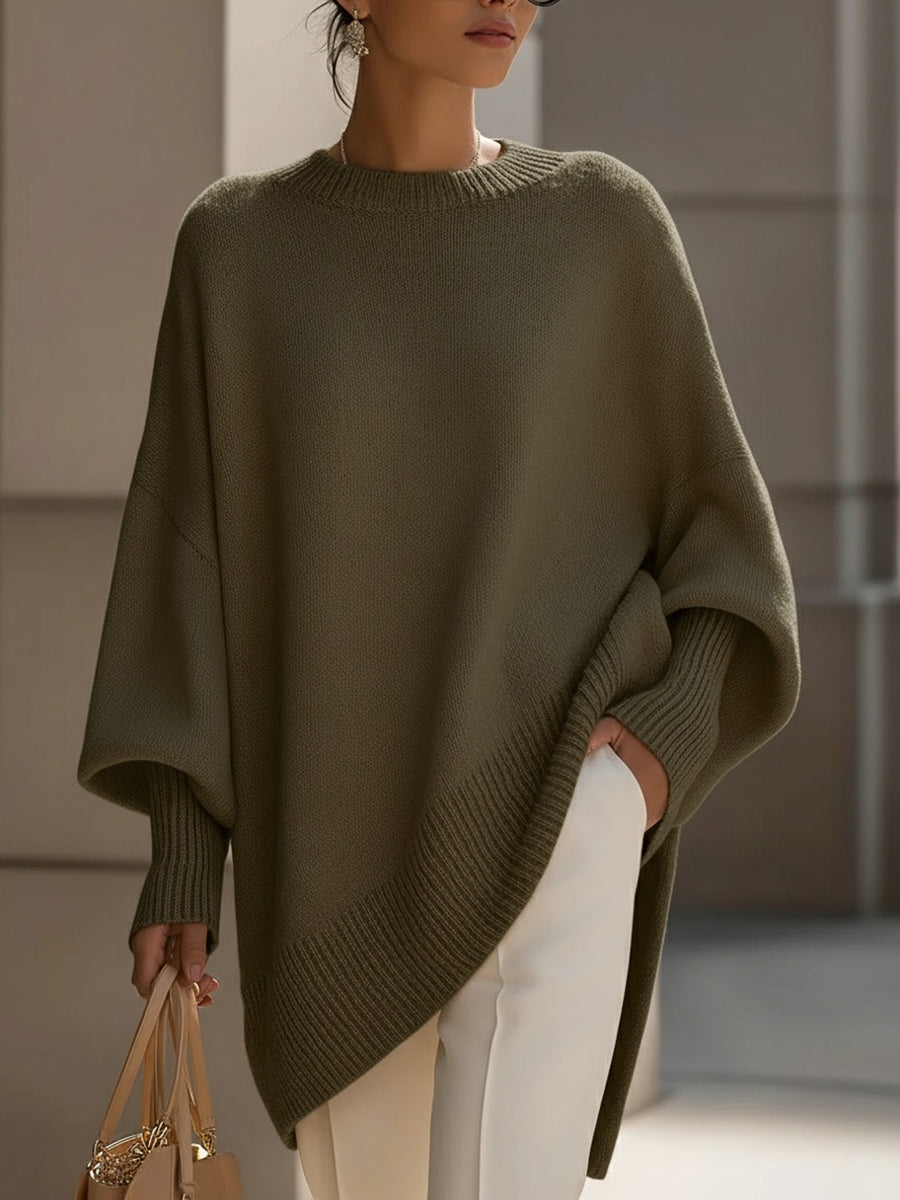 Ximena - Übergroßer Pullover mit weitem Ausschnitt und Drapierung