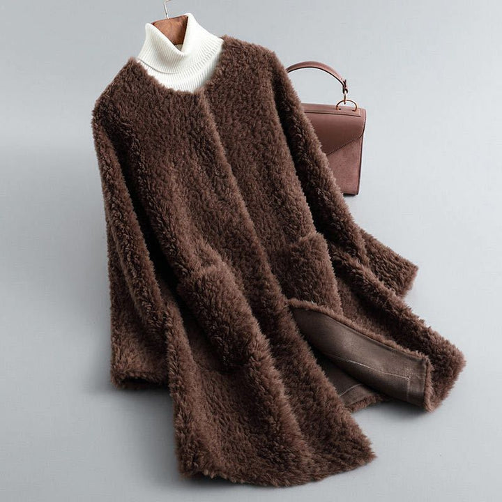 Cecille – Teddy-Mantel aus echtem Lammfell