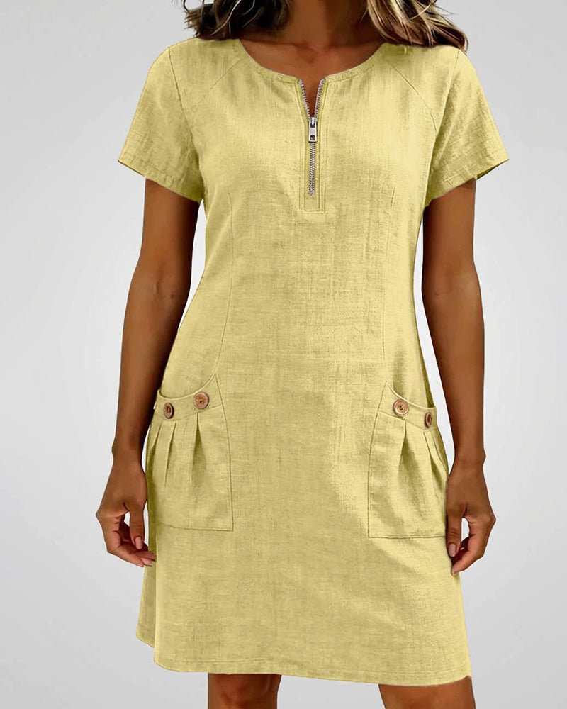 Vania - Baumwollkleid mit Reißverschlusstasche