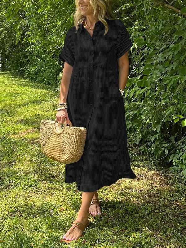 Anjie – Geknöpftes Baumwoll-Maxikleid
