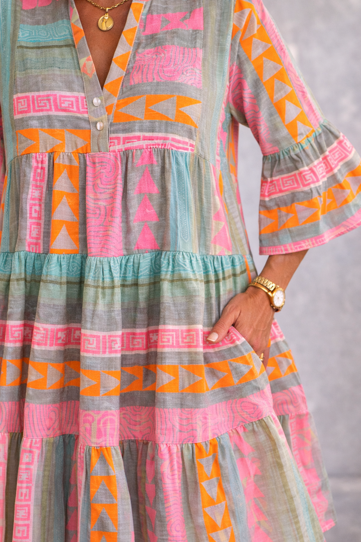 Gaile – Gemustertes fließendes Midikleid
