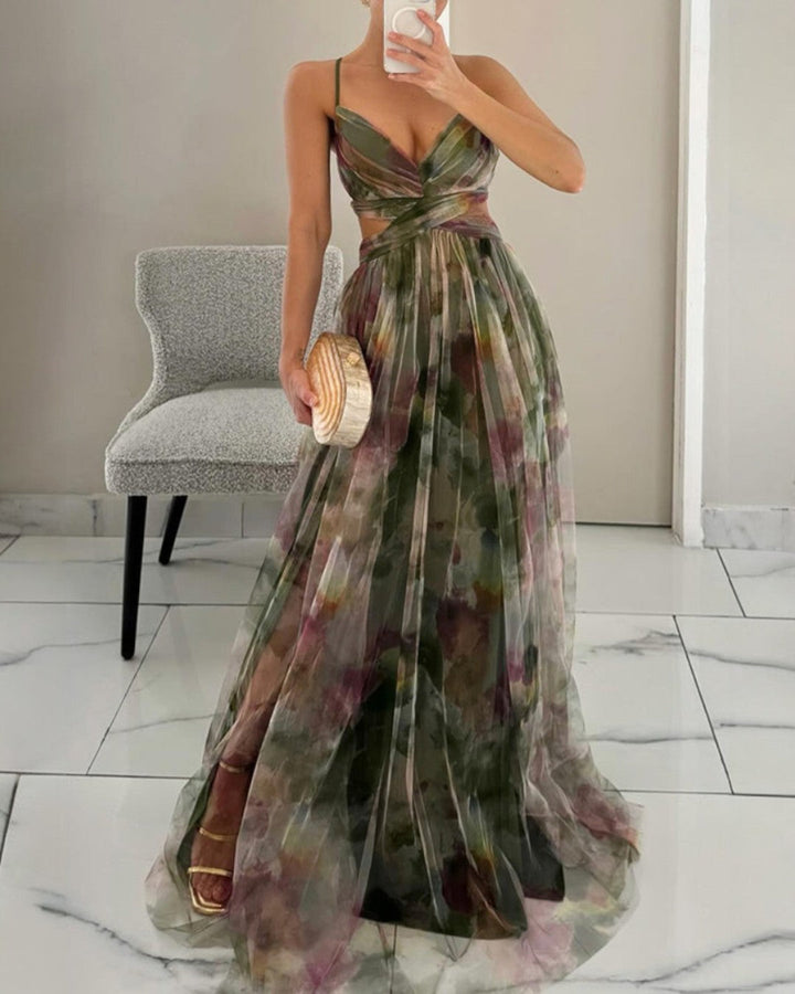 Merida – Maxikleid aus geblümtetem Chiffon