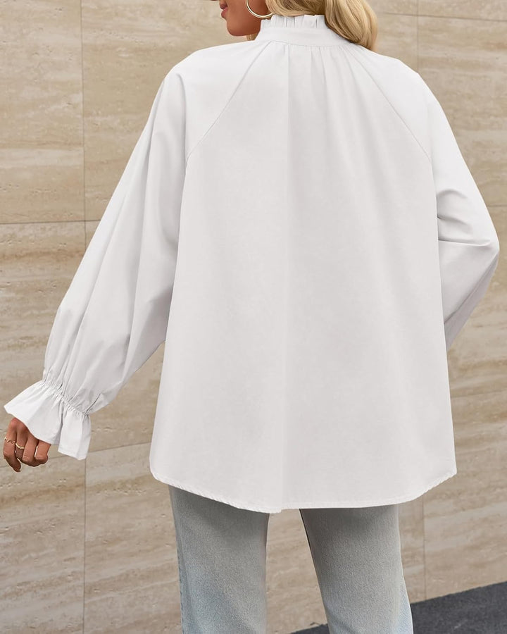 Livia – Bluse mit Puffärmeln und Knopfleiste aus Baumwolle