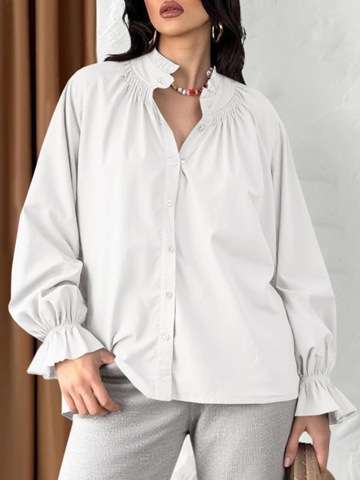 Livia – Bluse mit Puffärmeln und Knopfleiste aus Baumwolle