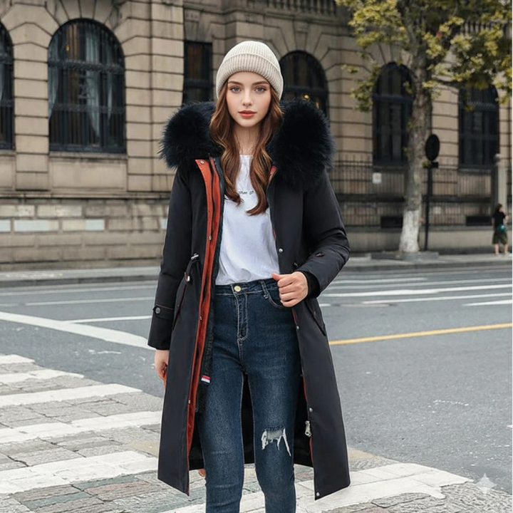Fionna – Damen-Winterjacke mit Kapuze und weichem Fellkragen