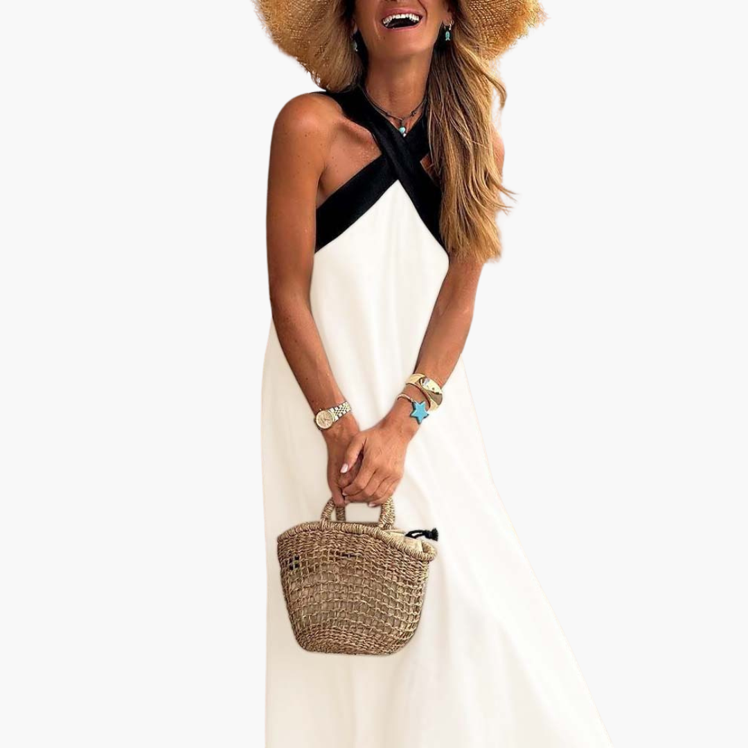 Eliza | Maxikleid mit Neckholder-Ausschnitt und Wickeloptik